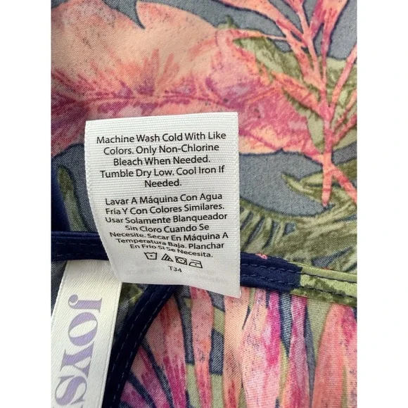 Joyspun Satin Scoopneck Palm Navy Green Pink Cami & Shorts Pajama Set Large - Picture 11 of 12